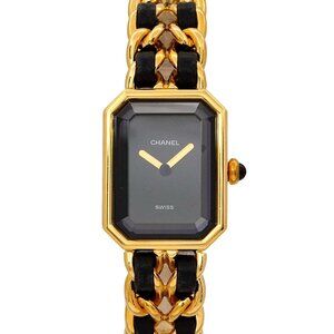 CHANEL Premiere Size M H0001 Vintage Quartz Black Dial Ladies Watch 90280125